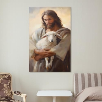 GERRIT Jesus Rescues Lost Lamb Canvas Wall Art Decor
