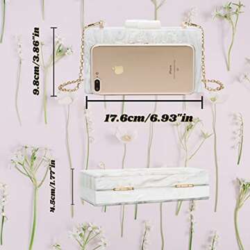 Bride Clutch Purse Acrylic MRS Evening Bag Handbag for Women Wedding Day Bridemaid Party Dinner Prom White 6.93"*1.77"*3.86"