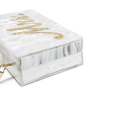 Bride Clutch Purse Acrylic MRS Evening Bag Handbag for Women Wedding Day Bridemaid Party Dinner Prom White 6.93"*1.77"*3.86"