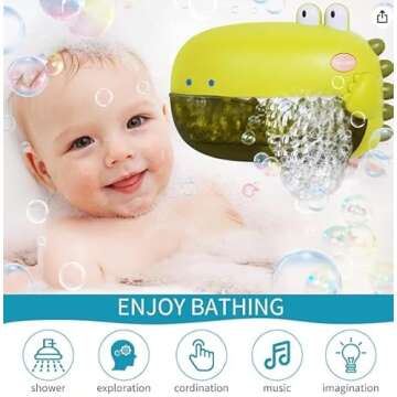 Grechi Dinosaur Bath Toys,Baby Bath Toys for The Baby Bathtub,Toddler Bath Toys Automatic Bubble Mac...