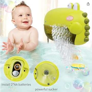 Grechi Dinosaur Bath Toys,Baby Bath Toys for The Baby Bathtub,Toddler Bath Toys Automatic Bubble Machine,Plays 12 Children’s Songs,Bath Toy Makes Great for Toddlers Age 2 3 Year Old Girl Boy