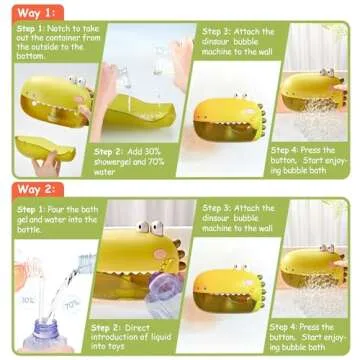 Grechi Dinosaur Bath Toys - Automatic Bubble Machine for Toddlers