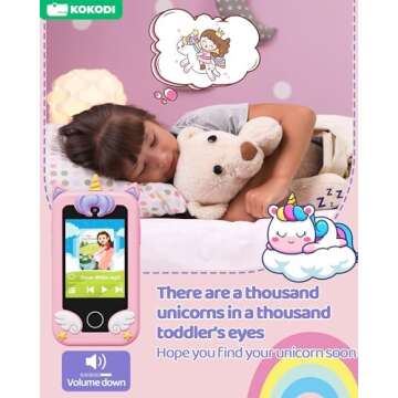 KOKODI Kids Smart Phone Toys, Birthday Gifts Unicorn Toddler Play Phone for Girls 3-10, Touchscreen ...