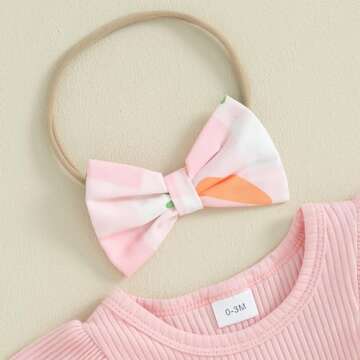 Toddler Baby Girl Easter Ruffled Romper with Headband