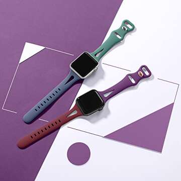 Getino Band Compatible with Apple Watch 40mm 38mm 41mm 42mm - Stylish Soft Silicone Slim Replacement...