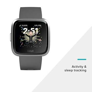 Fitbit Versa Lite Smartwatch with GPS and Health Tracking, Charcoal/Silver Aluminum