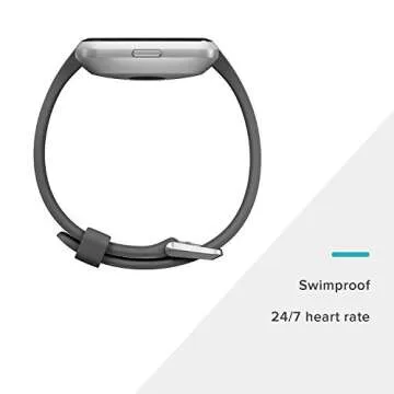 Fitbit Versa Lite Smartwatch, GPS, Charcoal/Silver Aluminum