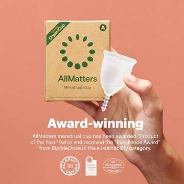 AllMatters OrganiCup Menstrual Cup - Size Mini - Eco-Friendly, Reusable Period Solution - Superior to Pads & Tampons - Suitable for Light to Heavy Flow
