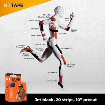 KT Tape Pro 20 Precut Synthetic Kinesiology Tape
