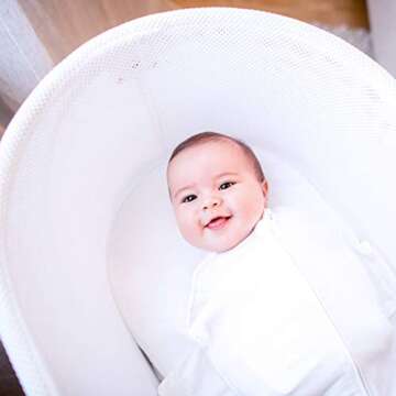 Happiest Baby SNOO Sleep Sack - 100% Organic Cotton Baby Swaddle Blanket - Doctor Designed Promotes Healthy Hip Development (Ivory Planets, Small)