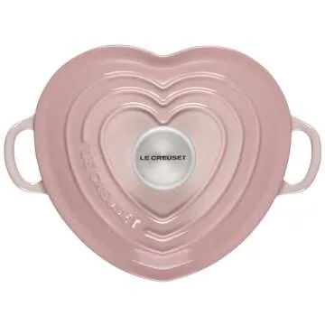 Le Creuset Signature Enameled Cast Iron Figural Heart Cocotte, 2 Quart, Shell Pink with Stainless Steel Knob