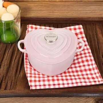 Le Creuset Signature Enameled Cast Iron Figural Heart Cocotte, 2 Quart, Shell Pink with Stainless Steel Knob