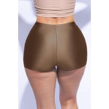 Shiny Shorts High Waist Hotpants Stretch Lightweight Comfy Short Length Neon Dance Shorts Wet Look D...