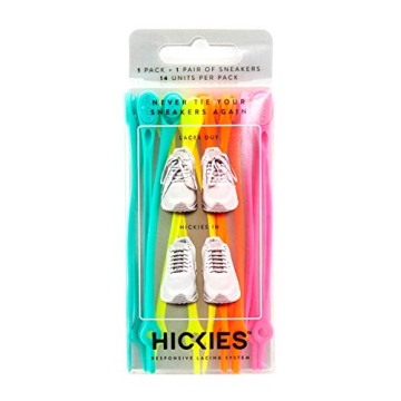 HICKIES 1.0 Elastic One Size Fits All No Tie Shoelaces - Neon Rainbow Multicolor (14 Laces, Works in...