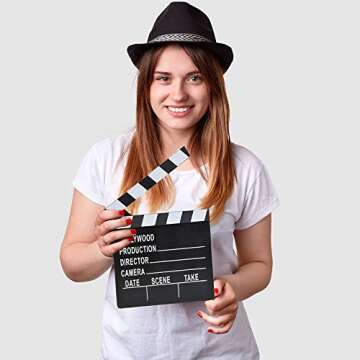 ArtCreativity Movie Clapboard, Hollywood Movie Theme Party Decorations, Academy Awards Party Supplies and Film Décor, Slate Clapperboard Prop for Stage Plays, Fun Photo Booth Prop