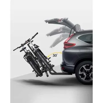 KYX Bike Rack for Car Hitch Mount for 2 Bikes Up to 180LBS Load, E-Bike Platform Rack Quick Tilt Release, Foldable, Anti-Wobble and Double Lock System Bicycle Car Rack for 2'' Receiver, SUV, RV