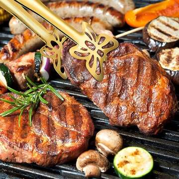 2 Pack 9 Inch Gold Serving Tongs,Buffet Tongs,Stainless Steel Food Tongs Appetizer Tongs,Salad Tongs Gold Kitchen Tongs Serving Utensils