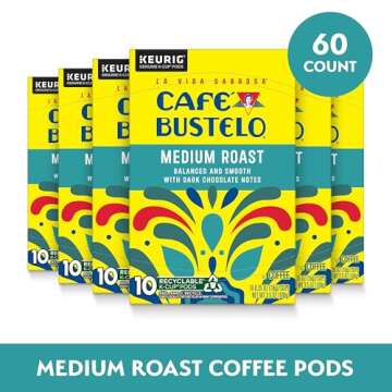 Café Bustelo Medium Roast Coffee, 10 Ct. K-Cup Pods (Pack of 6)