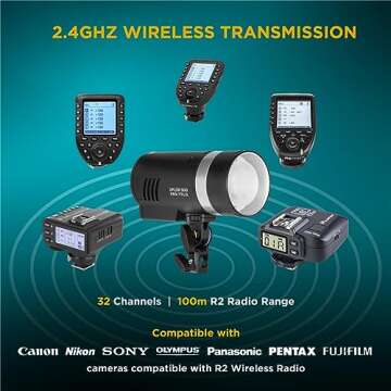 Flashpoint XPLOR 300 Pro TTL R2 Battery-Powered Portable Monolight for Strobe Light Photography, 300Ws, 2.4G HSS 1/8000 2600mAh Li-ion Battery, 0.01-1.5s Recycle Time, 5600+/-200K, LED Modeling Light
