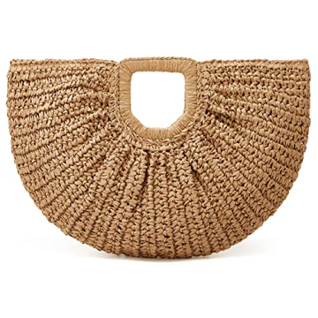 Straw Beach Bag for Womens Summer Handwoven Straw Travel Beach Tote Bags Stylish Straw Totes Handbag...