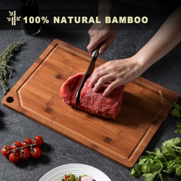 Hiware Bamboo Cutting Board for Kitchen – Heavy Duty Design