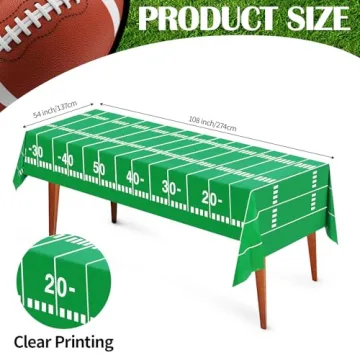 3PCS Football Tablecloth Plastic Table Cloth Cover for Superbowl Party Decorations 2026, Sports Even...