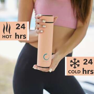 Pure Zen Tea Thermos with Infuser for Tea, Coffee and Fruit-Infused Water - Stainless Steel - Tea In...