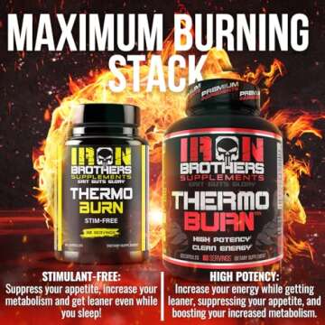 Iron Brothers Supplements Fat Burner - Hardcore Weight Loss Pills for Women & Men | Appetite Suppressant, Thermogenic Belly Fat Burner, Metabolism Booster | Weight Loss Supplement for Rapid Results