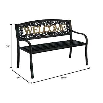 Leigh Country TX 94108 Black and Gold Welcome Bench