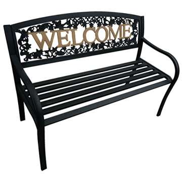 Leigh Country TX 94108 Black and Gold Welcome Bench