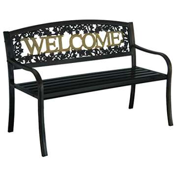 Leigh Country TX 94108 Black and Gold Welcome Bench