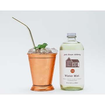 Pink House Alchemy Winter Mint- Simple Syrup - 16 OZ Bottle for Coffee, Cocktail, Mocktail and Non A...