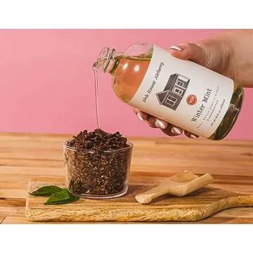 Pink House Alchemy Winter Mint- Simple Syrup - 16 OZ Bottle for Coffee, Cocktail, Mocktail and Non Alcoholic Drinks, All-Natural Non-GMO (WM, 1)