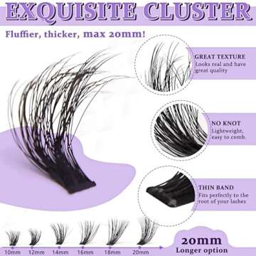 FEEGO Lash Extension Kit 200D Fluffy 10-20MM Individual Eyelashes