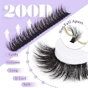 FEEGO Lash Extension Kit 200D Fluffy 10-20MM Individual Eyelashes