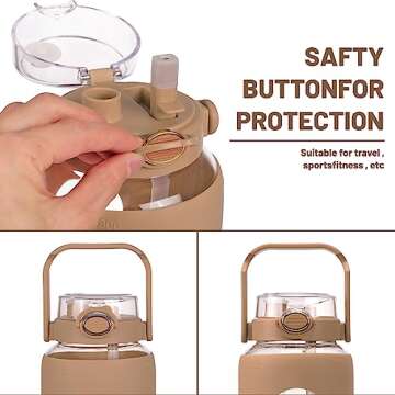 Moretoes 64oz Glass Water Bottle, Glass Bottle with Silicone Sleeve and Time Marker for Gym Home Office (Amber)