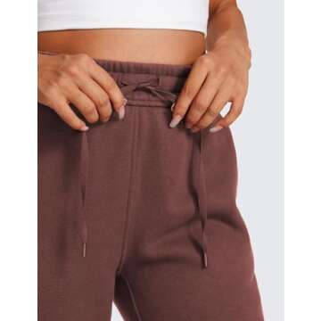 CRZ YOGA Cotton Fleece Lined Sweatpants Women High Waisted Warm Casual Lounge Jogger Pants with Pockets Taupe X-Large