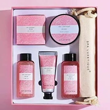 Spa Gifts for Women Spa Luxetique Bath and Body Gifts Set 6pcs Gift Baskets for Women Rose Bath Sets for Women Christmas Gifts For Women