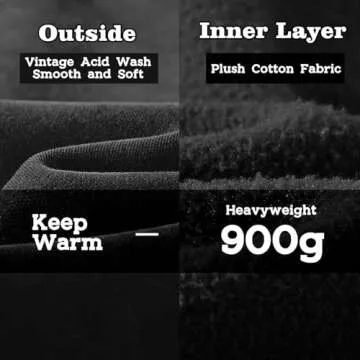 FAIABLE Mens Hoodies Pullover Oversized Hoodie Plush Fleece Hooded Sweatshirt Vintage Heavyweight Hoodie Cotton Big and Tall Hoodies for Men Couples Winter Autumn Workout College Streetwear Black