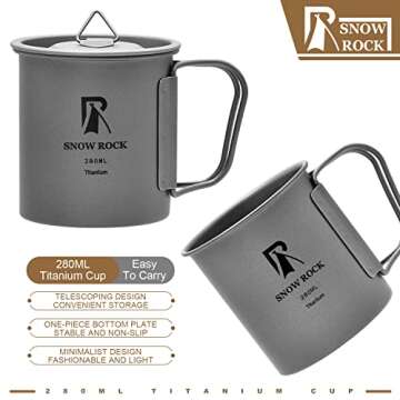 Lightweight SNOW ROCK Titanium Camping Mug with Lid