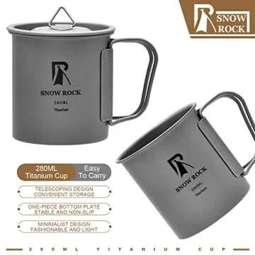Lightweight SNOW ROCK Titanium Camping Mug with Lid