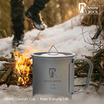 Lightweight SNOW ROCK Titanium Camping Mug with Lid