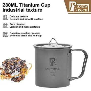 Lightweight SNOW ROCK Titanium Camping Mug with Lid