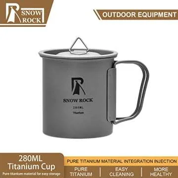 Lightweight SNOW ROCK Titanium Camping Mug with Lid