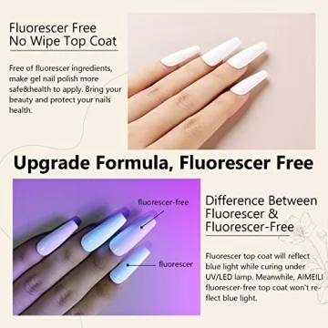 AIMEILI Gel Nail Polish Hema Free No Wipe Top and Base Coat Set, Cruelty Free, Vegan, Shine Finish and Long Lasting, Soak Off Gel Nail Lacquer - 2 x 10ml