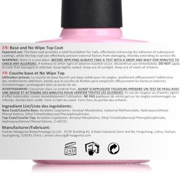 AIMEILI Gel Nail Polish Hema Free No Wipe Top and Base Coat Set, Cruelty Free, Vegan, Shine Finish and Long Lasting, Soak Off Gel Nail Lacquer - 2 x 10ml