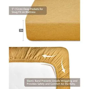 Mini Crib Sheets for Baby Boy Girl, Neutral Mini Crib Mattress Sheet 24" x 38", Muslin Nursery Bedding Soft and Breathable Comfort (Mini Crib Sheet, Mustard Yellow)