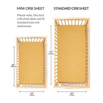 Mini Crib Sheets for Baby Boy Girl, Neutral Mini Crib Mattress Sheet 24" x 38", Muslin Nursery Bedding Soft and Breathable Comfort (Mini Crib Sheet, Mustard Yellow)