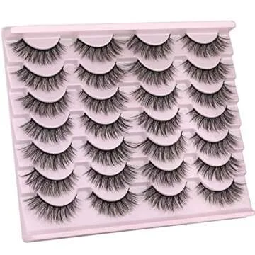 False Eyelashes 14mm Faux 3D Mink Lashes Natural Look Fluffy Cat Eye Wispy Lashes Pack by Kiromiro, 14 Pairs