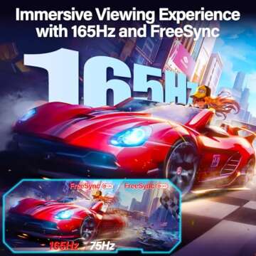 Gawfolk 2K 165Hz Curved Monitor, 27 Inch QHD 2560x1440p 144Hz Gaming Monitor with AMD FreeSync, Flicker-Free, 2X HDMI 2.0, DP 1.4, Ultra-Thin Frameless 1800R Screen PC Monitor